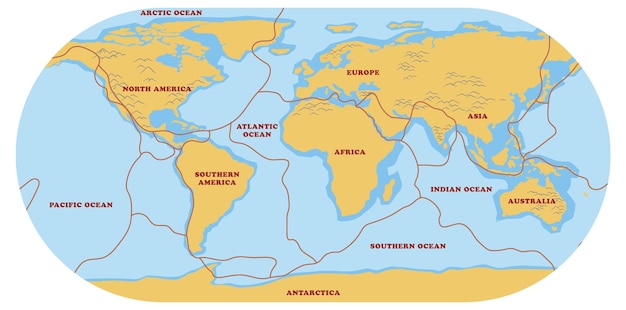 Mapa de placas tectônicas e limites