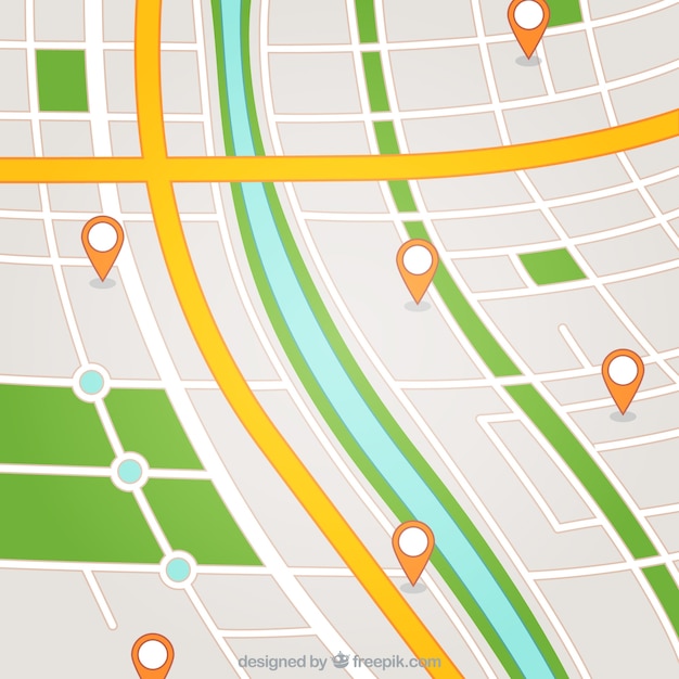Vetor grátis mapa de rua com ponteiros