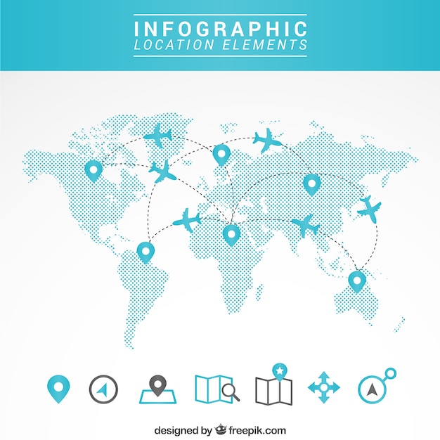 Vetor grátis mapa de viagem infográfico