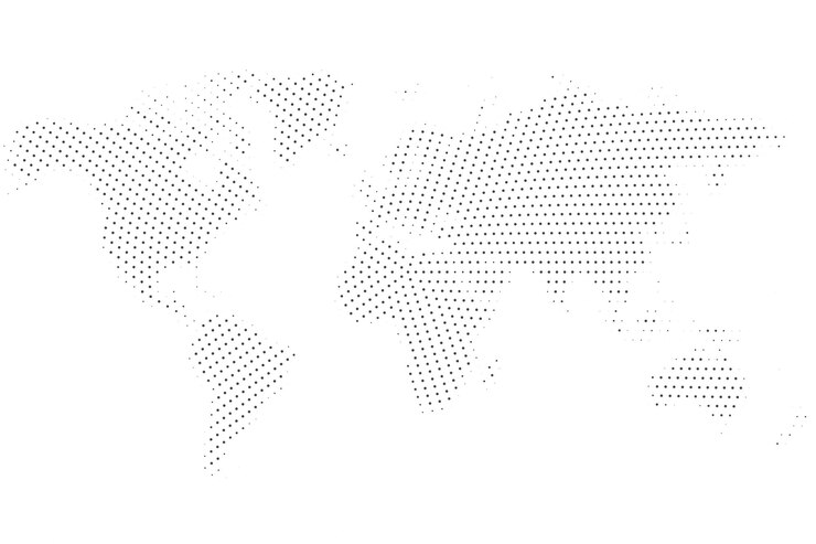 Vetor grátis mapa do mundo em preto e branco padrão de meia-tona textura de fundo