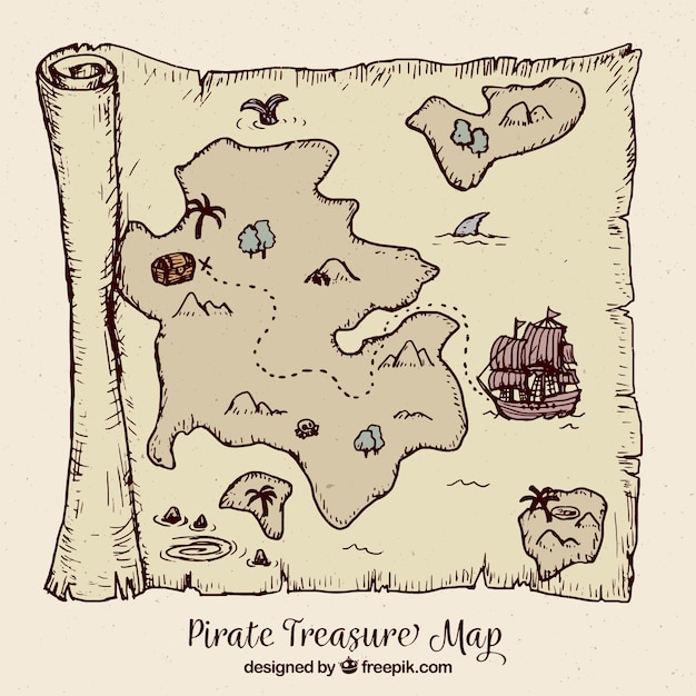 Mapa do vintage com tesouro do pirata