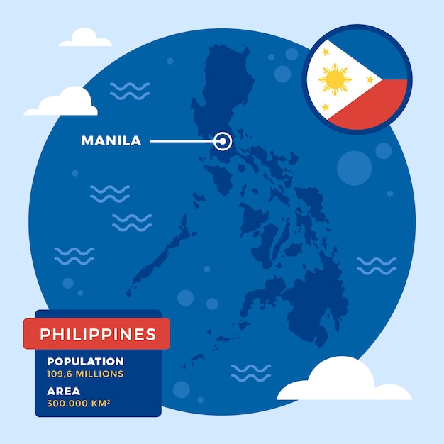 Vetor grátis mapa filipino de design plano