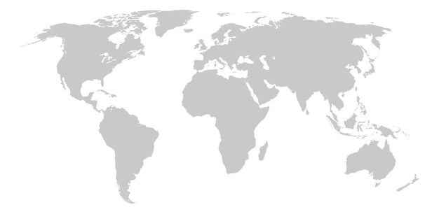 Mapa mundial. mapa-múndi da terra plana com silhuetas do continente