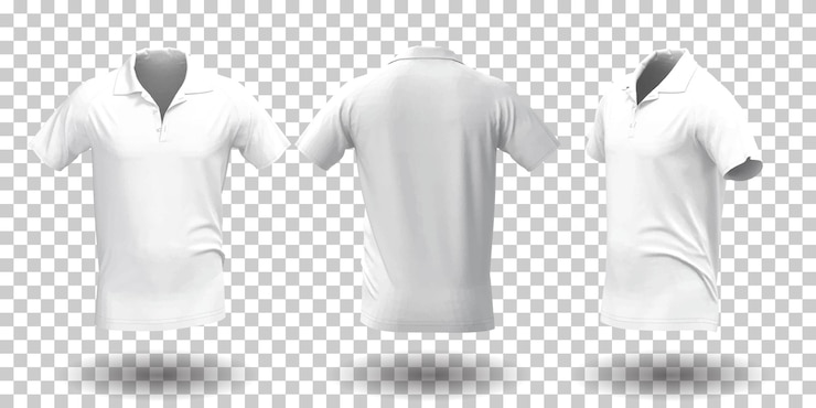 Vetor grátis maquete de camisa polo branca masculina em visão diferente