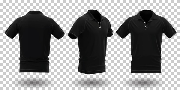 maquete de camisa polo preta masculina em visão diferente