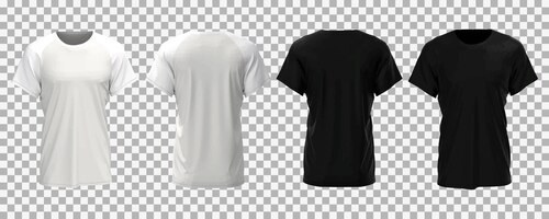 Vetor grátis maquete realista de camiseta masculina branca e preta
