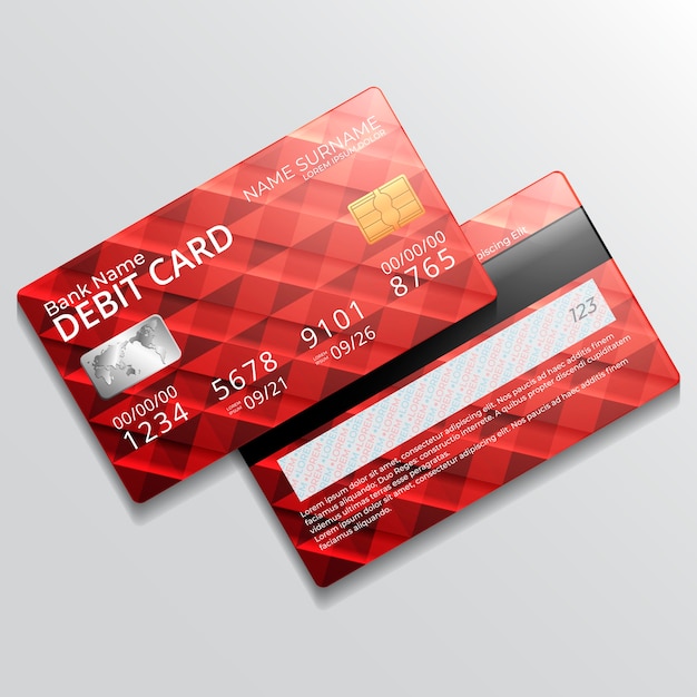 Maquete realista de cartão de débito