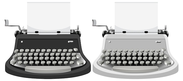 Vetor grátis máquina de escrever vintage cor preto e branco