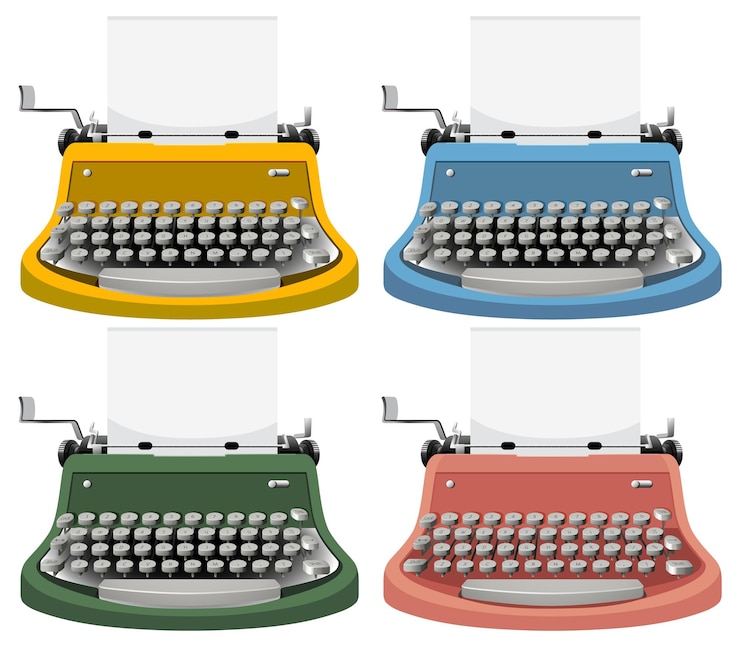 Vetor grátis máquina de escrever vintage em cores diferentes