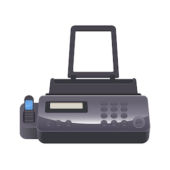 Máquina de fax, telecópia ou telefax telefacsimile, transmissão telefônica de material impresso digitalizado para o número de telefone conectado ao dispositivo da impressora, Vetor Premium