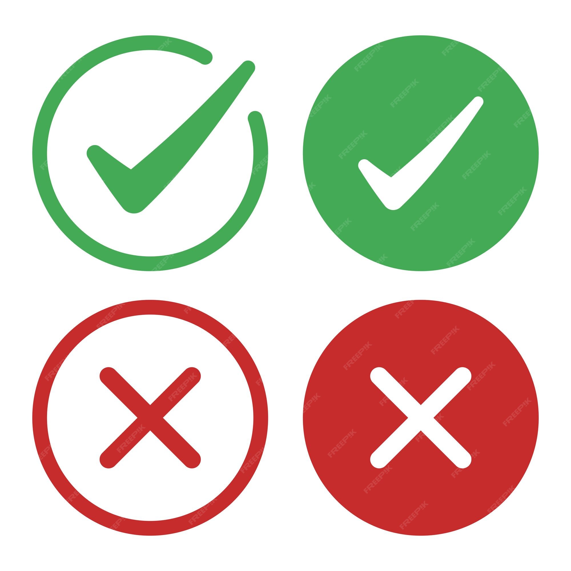 Checkmark 3d icons checklist carrapato verde e cruz vermelha aceito e  recusa conjunto de vetores de sinal verdadeiro ou falso e verificado