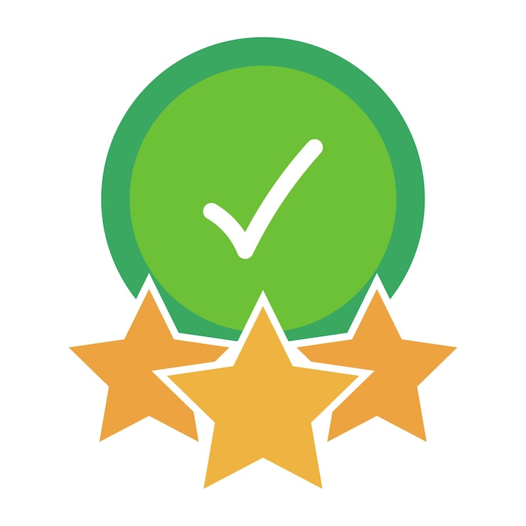 Vetor grátis marca de verificação e três estrelas