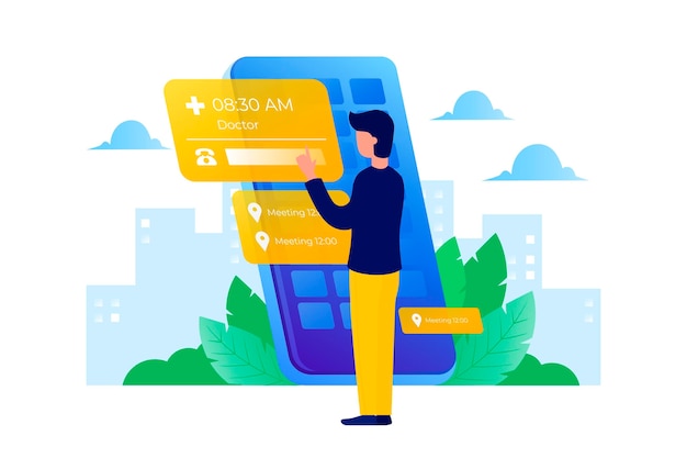 Vetor grátis marcação de consultas com smartphone