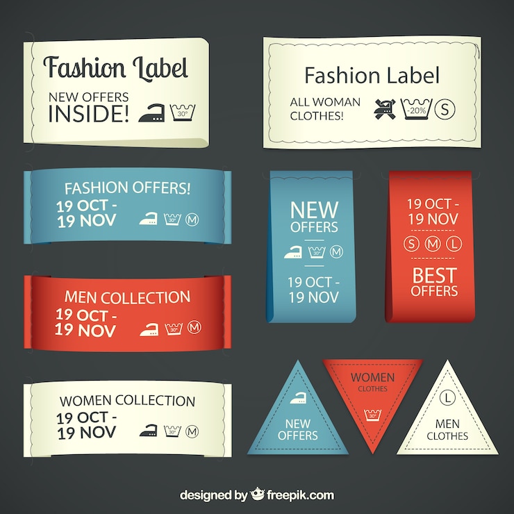 Vetor grátis marcas de moda têxteis