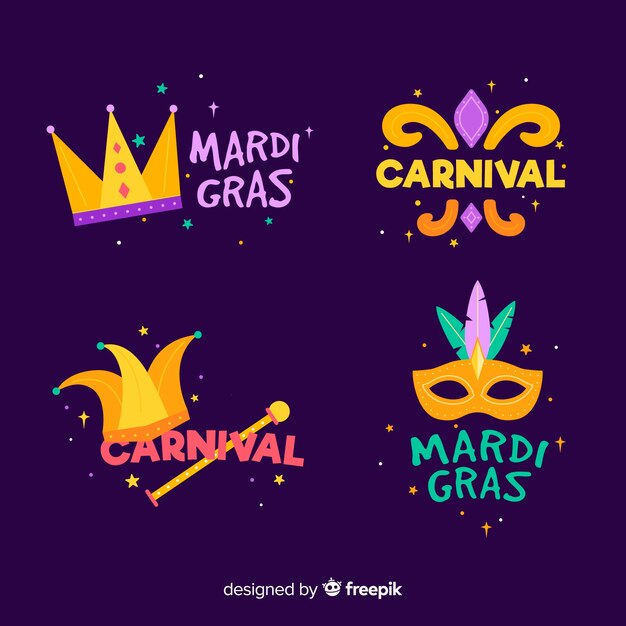 Mardi Gras carnaval coleção de crachá