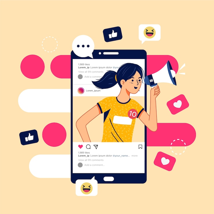 Vetor grátis marketing de mídia social no conceito móvel