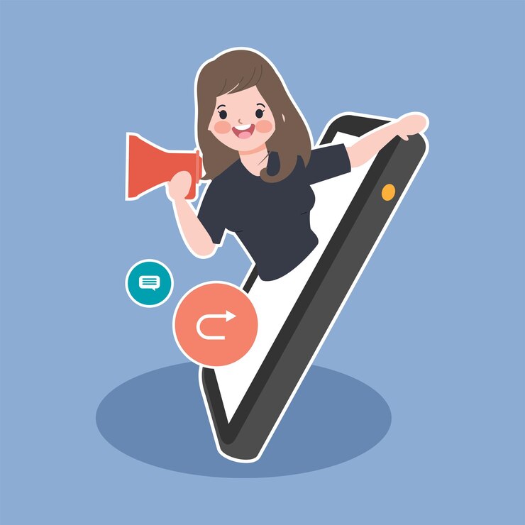Vetor grátis marketing viral de mídia social e ilustração do conceito de compartilhamento de notícias em todo o mundo.