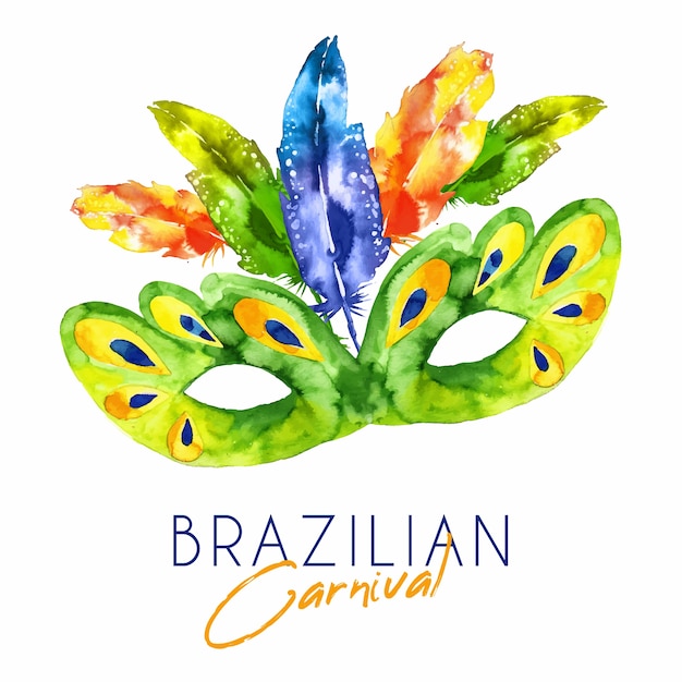 Máscara de carnaval brasileiro em aquarela