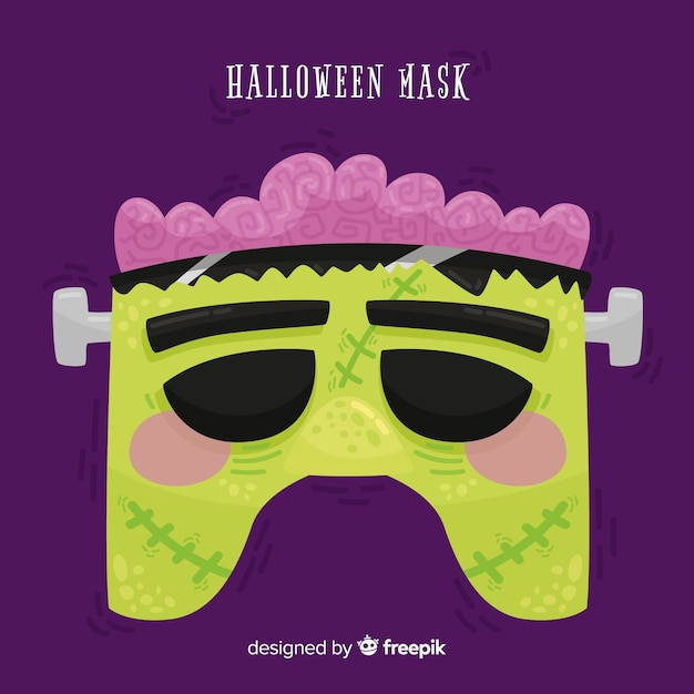 Vetor grátis máscara de halloween zombie em design plano