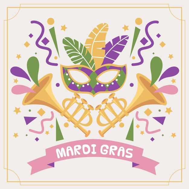 Máscara de mardi gras desenhada à mão