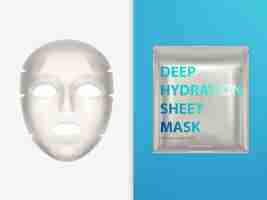 Vetor grátis máscara facial de lenço elástico e bolsa de plástico selada
