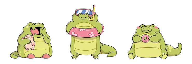 Vetor grátis mascote de desenho animado de jacaré bonito
