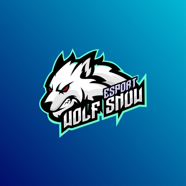 Mascote de design de equipe de esporte de logotipo de neve de lobo