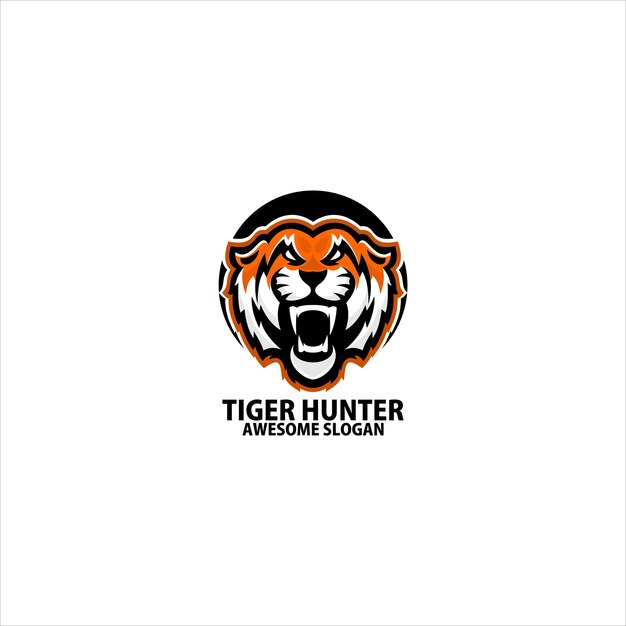 Vetor grátis mascote de design de esport de jogo de logotipo de caçador de tigre