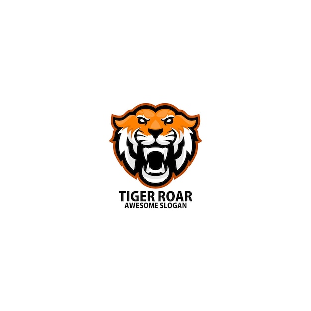 Vetor grátis mascote de design de logotipo tigre rugindo