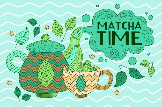 Vetor grátis matcha tea wallpaper