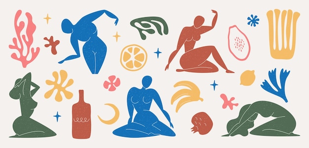 Matisse inspirou a arte de parede abstrata com figuras femininas e plantas de formas orgânicas