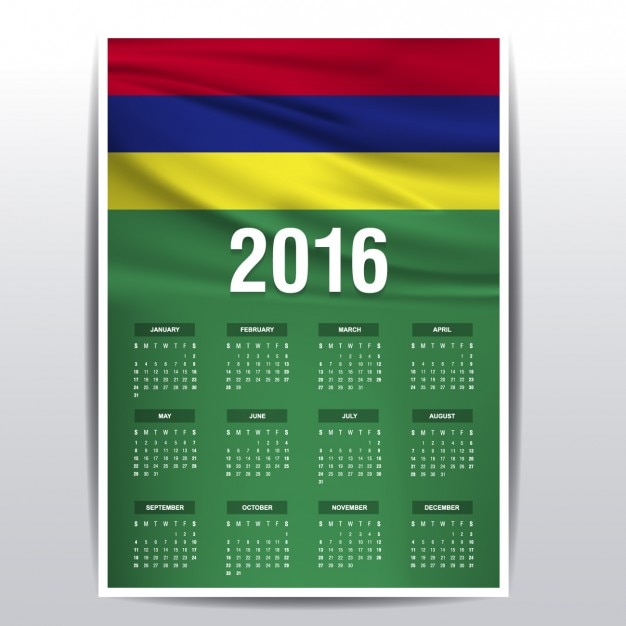 Vetor grátis mauritius calendário de 2016