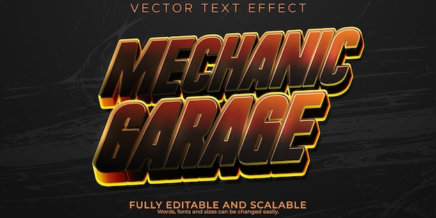 Mecânico editável de efeito de texto de garagem e estilo de texto de carro