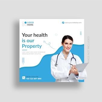 Medical health care and clinic social media post banner design instagram post premium vector
