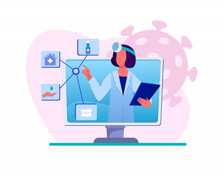 Vetor grátis médico dando recomendação para quarentena