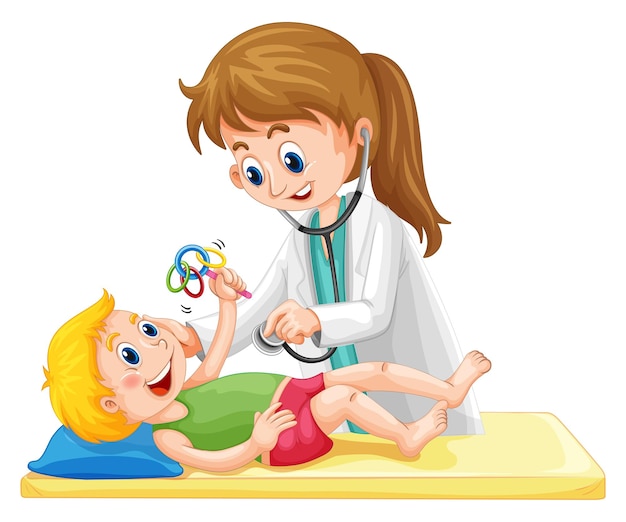 Médico examinando menino