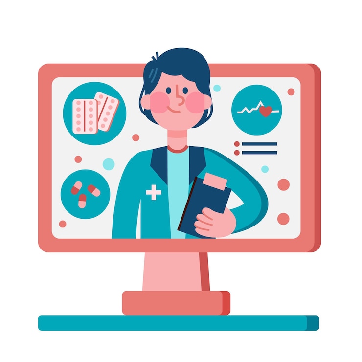 Vetor grátis médico on-line ilustrado