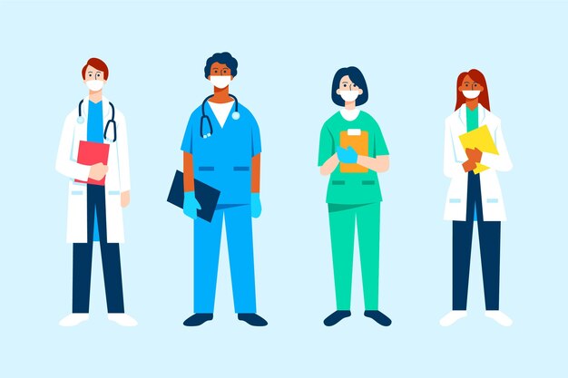 Médicos e enfermeiras planos orgânicos
