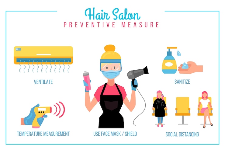 Vetor grátis medidas preventivas para salão de cabeleireiro
