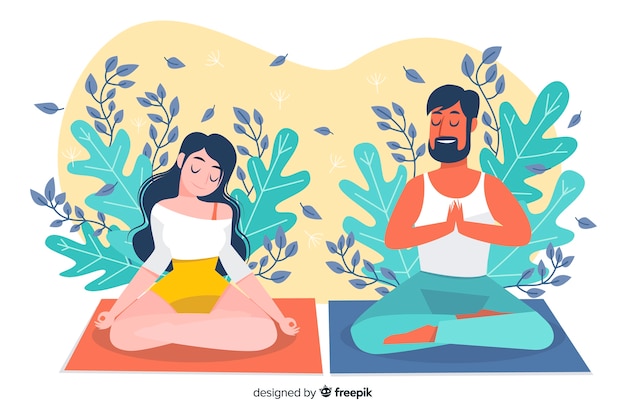 Meditação ilustrada conceito para landing page