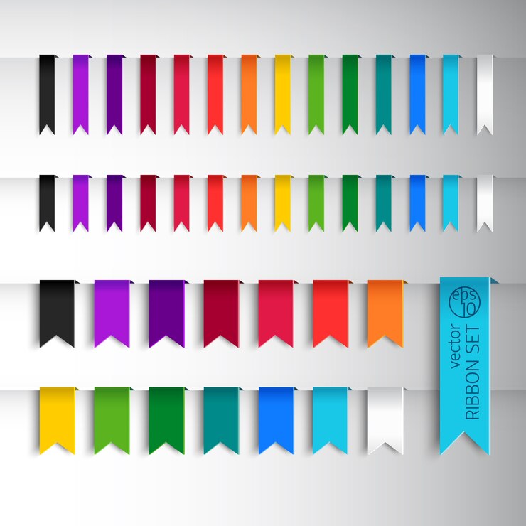 Vetor grátis mega coleção de fitas de várias cores e estilos diferentes