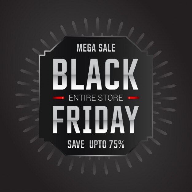 Vetor grátis mega da venda black friday rótulo