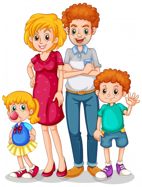 Membros da família com pais e filhos