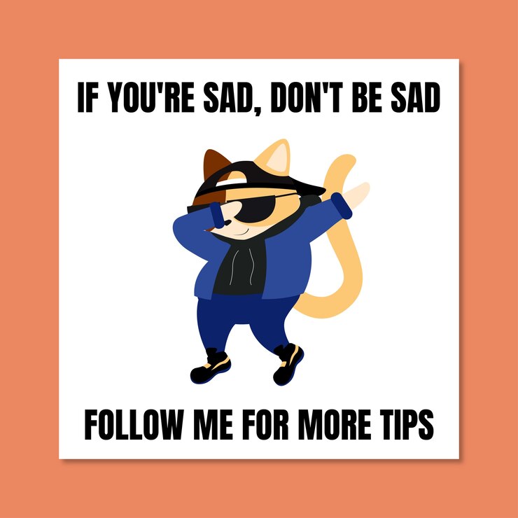 Vetor grátis meme simples e motivacional de gato quadrado