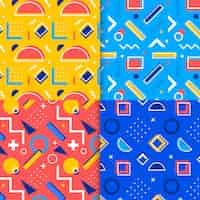 Vetor grátis memphis design pattern pack