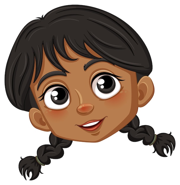 Vetor grátis menina alegre de desenho animado com um lindo penteado