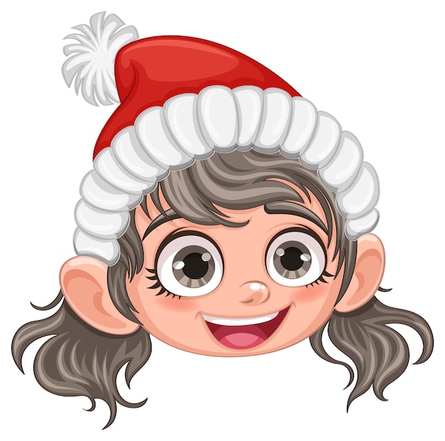 Vetor grátis menina bonita com chapéu de inverno com personagem de desenho animado pom pom