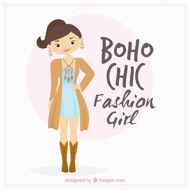 Menina bonito que desgasta boho chic