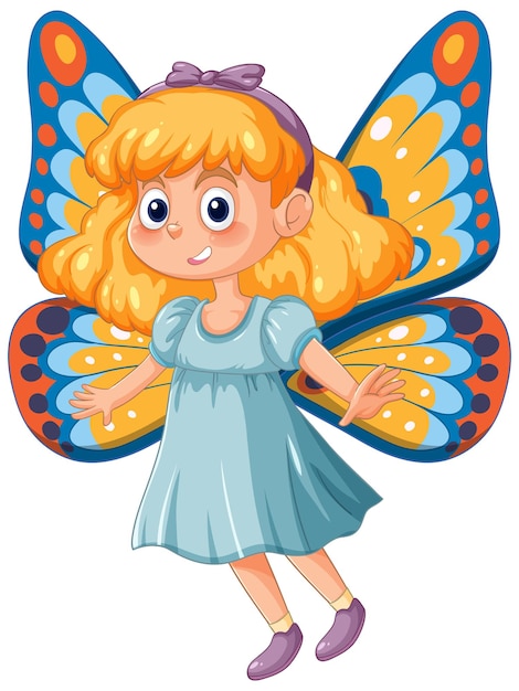 Vetor grátis menina-borboleta em uma ilustração colorida