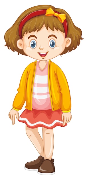 Menina com sorriso feliz em fundo branco